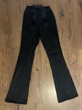 SHEIN Women’s Drawstring Waist Tie Flare Jeans Size Petite XXS